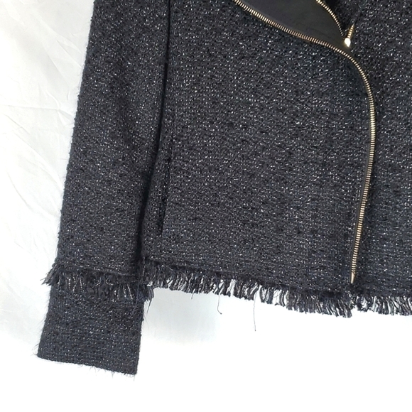 Club Monaco Black Tweed Moto Jacket - Picture 3 of 7